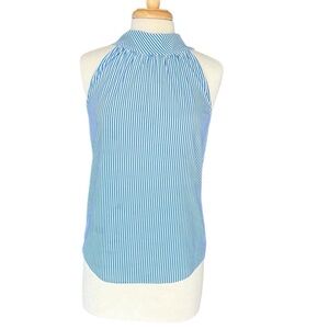 Jude Connally Blue and White Striped Halter Top Size Xsmall